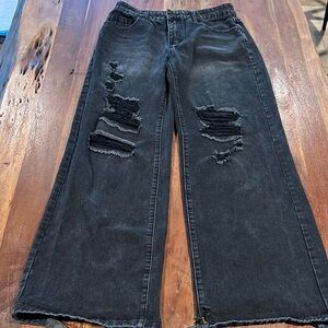 Black Flare Distressed Jeans